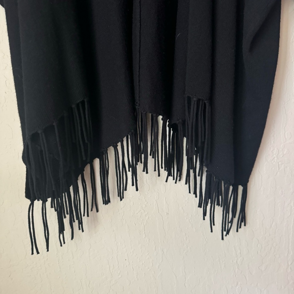 ELLA MOSS Open Front Fringe Long Cardigan Black Wool Cashmere Blend Style EE5999 - Picture 13 of 13